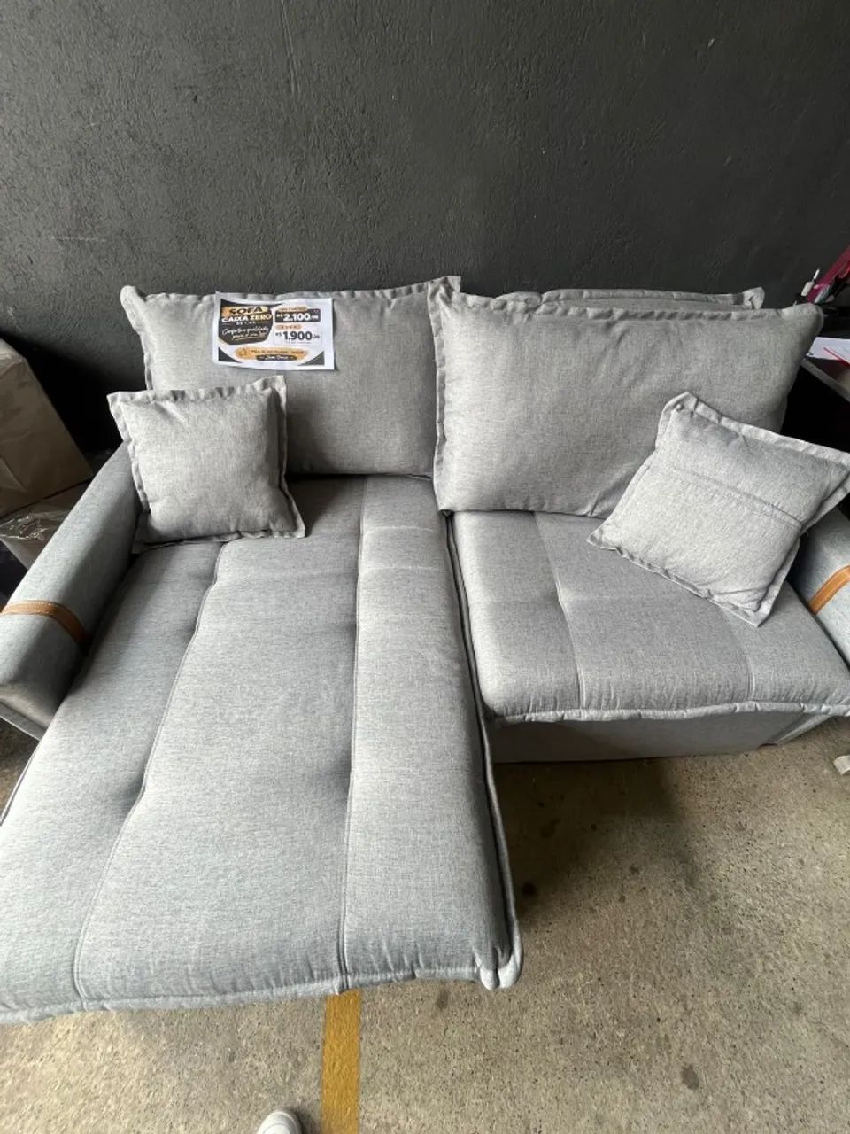 sofa caixa zero slim de 1.80 linho cinza - Foto 3