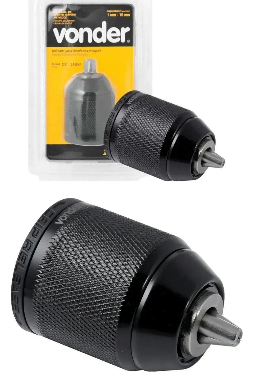 2 Mandril Novo, de Aperto Rápido  3/8" - 10mm Rosca Encaixe 3/8"- 24 UNF- Vonder Original 