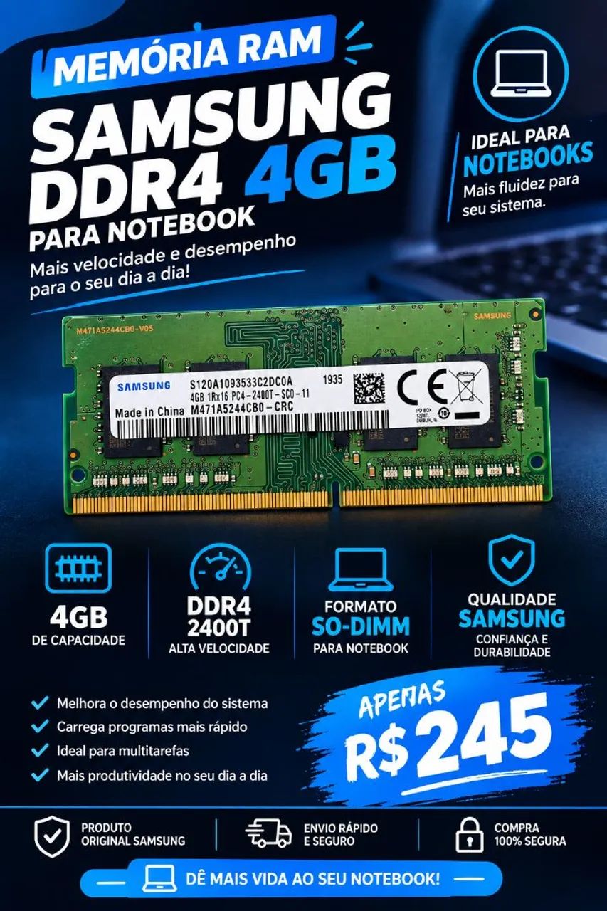 MEMÓRIA NOTEBOOK 4GB DDR4 