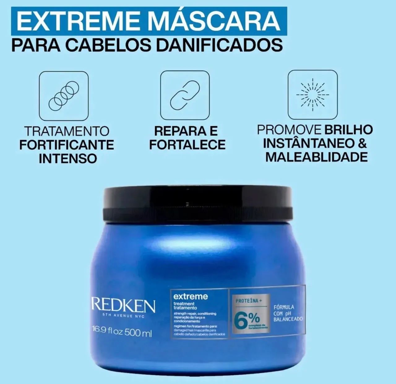 Redken Extreme Strength Builder Plus - Máscara Reconstrutora 500ml - Foto 4