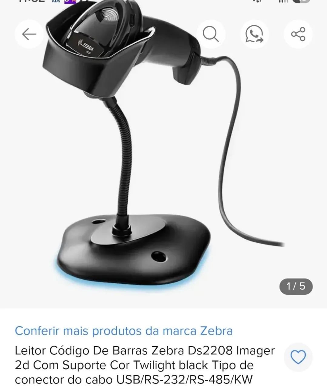 Leitor de código de barras zebra ds 2280 image 2d com suporte  - Foto 5