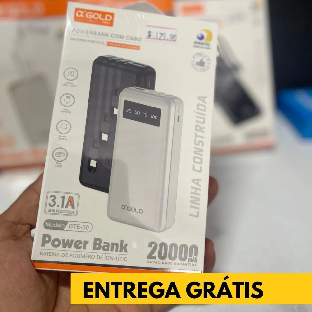 Carregador portátil 20.000MAH compatível com Android e Ios  - Foto 3