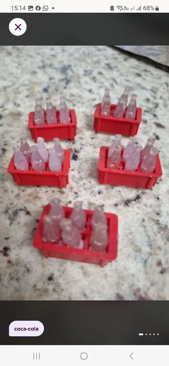 5 mini engradados de coca cola dos anos 80
