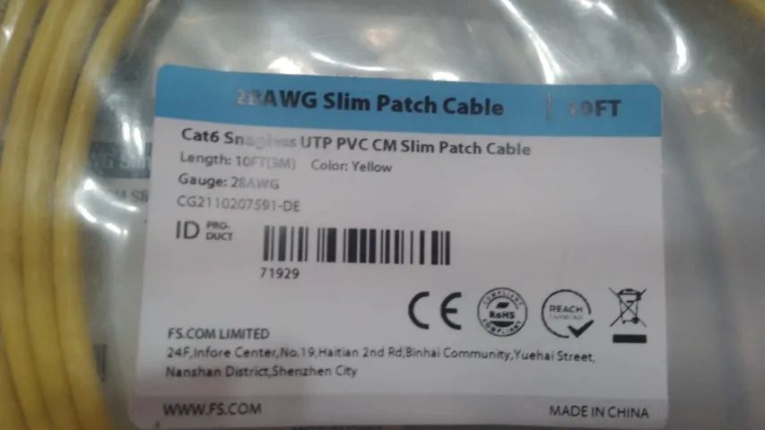 Kit com 6un Cabo de Rede CAT6 Slim FS.com 3m - 28AWG  - Foto 2