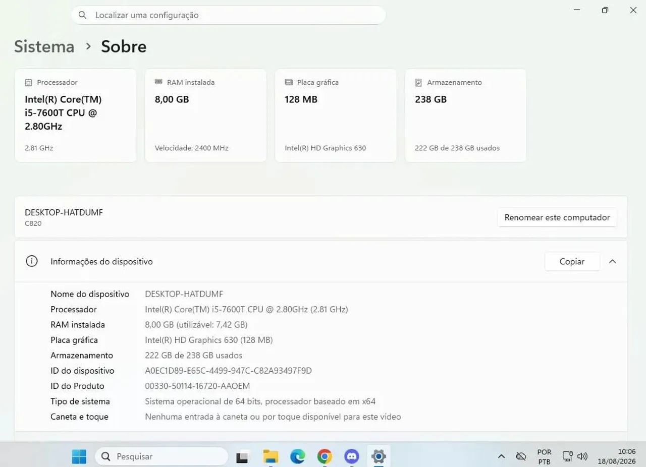 Desktop i5-7 geração 