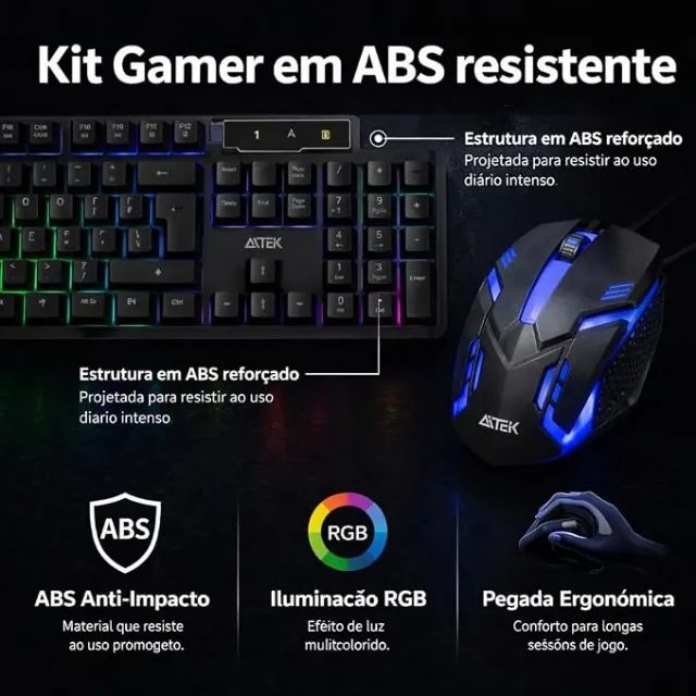 Kit Teclado e Mouse Gamer Aitek - Foto 2