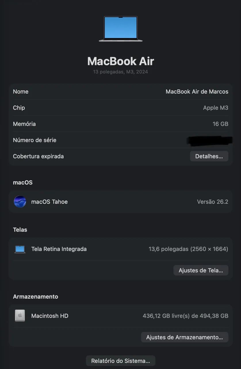 MacBook Air M3 16GB 512SSD impecável  - Foto 5