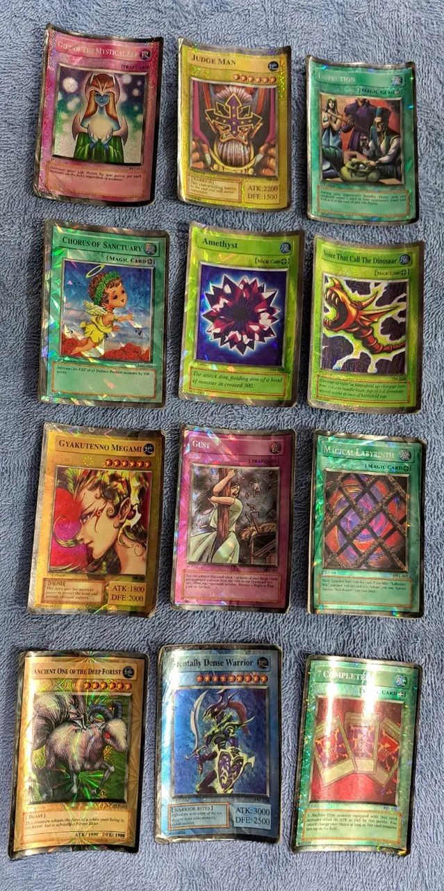 LOTE 12 CARTAS YU-GI-OH VINTAGE HOLOGRÁFICAS SÉRIES YM / PSY / MRL - COLEÇÃO ANOS 2000