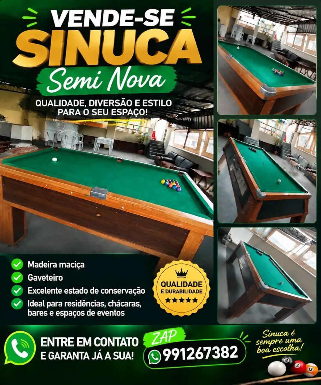 Sinuca semi nova