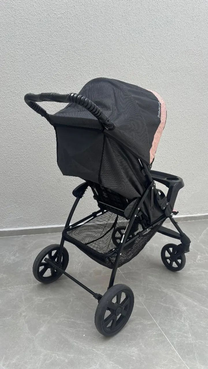Carrinho de Bebê Romano Preto e Rosa - Galzerano - Foto 3