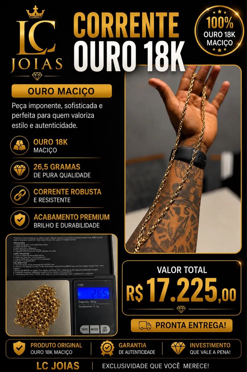 Corrente de ouro maciça 