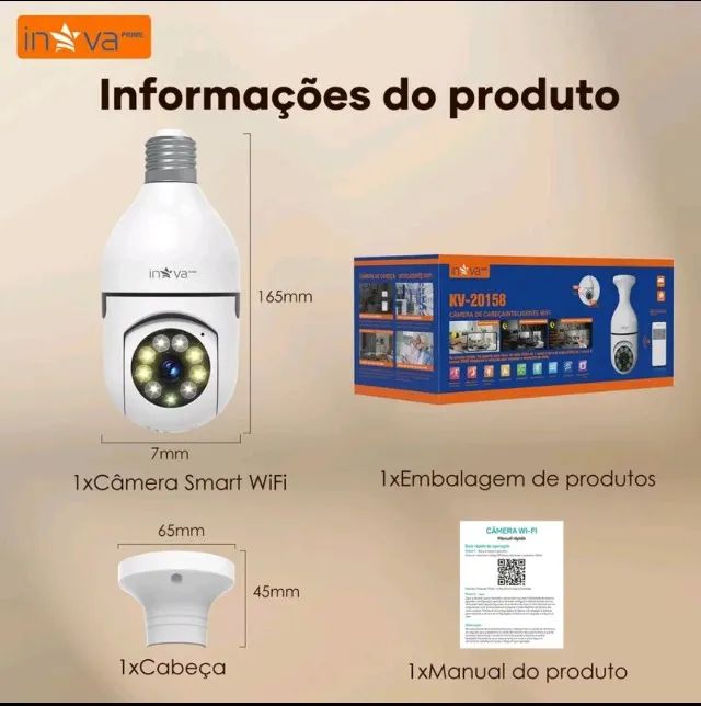 Câmera Lâmpada WiFi 360° Full HD (App Yoosee) - Foto 3