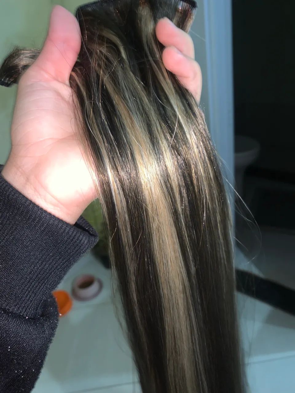 Cabelo de fibra luzes com fundo escuro,8 telas