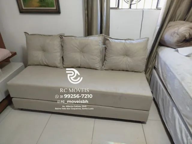 Sofá Cama completa Bicama 1,70m Suede D33 Compacto e Funcional - Confira! - Foto 5