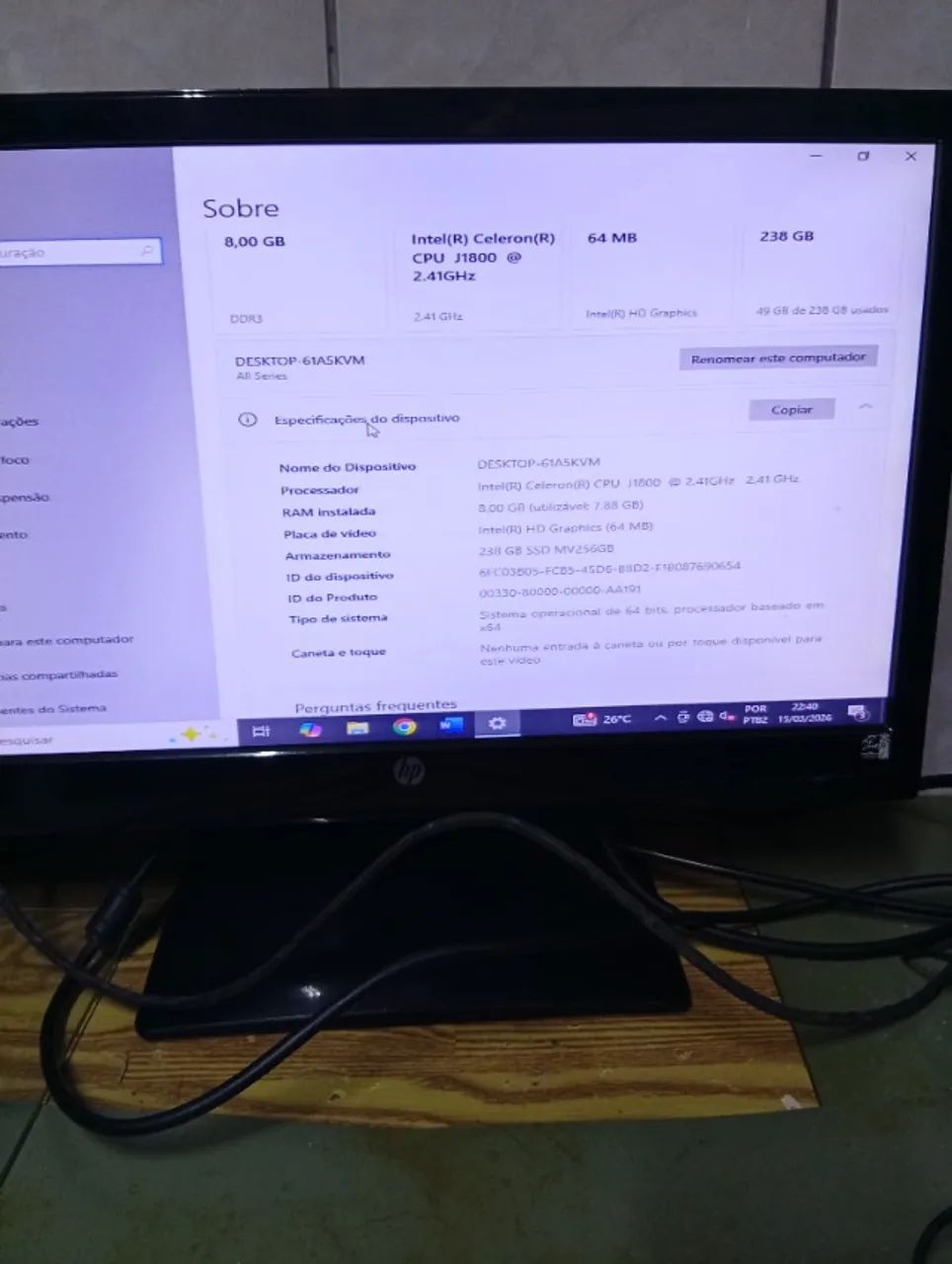 Computador da asus com 8GB de memoria , hd 240 , pocessador Intel (R) 2.41 GHz - Foto 6