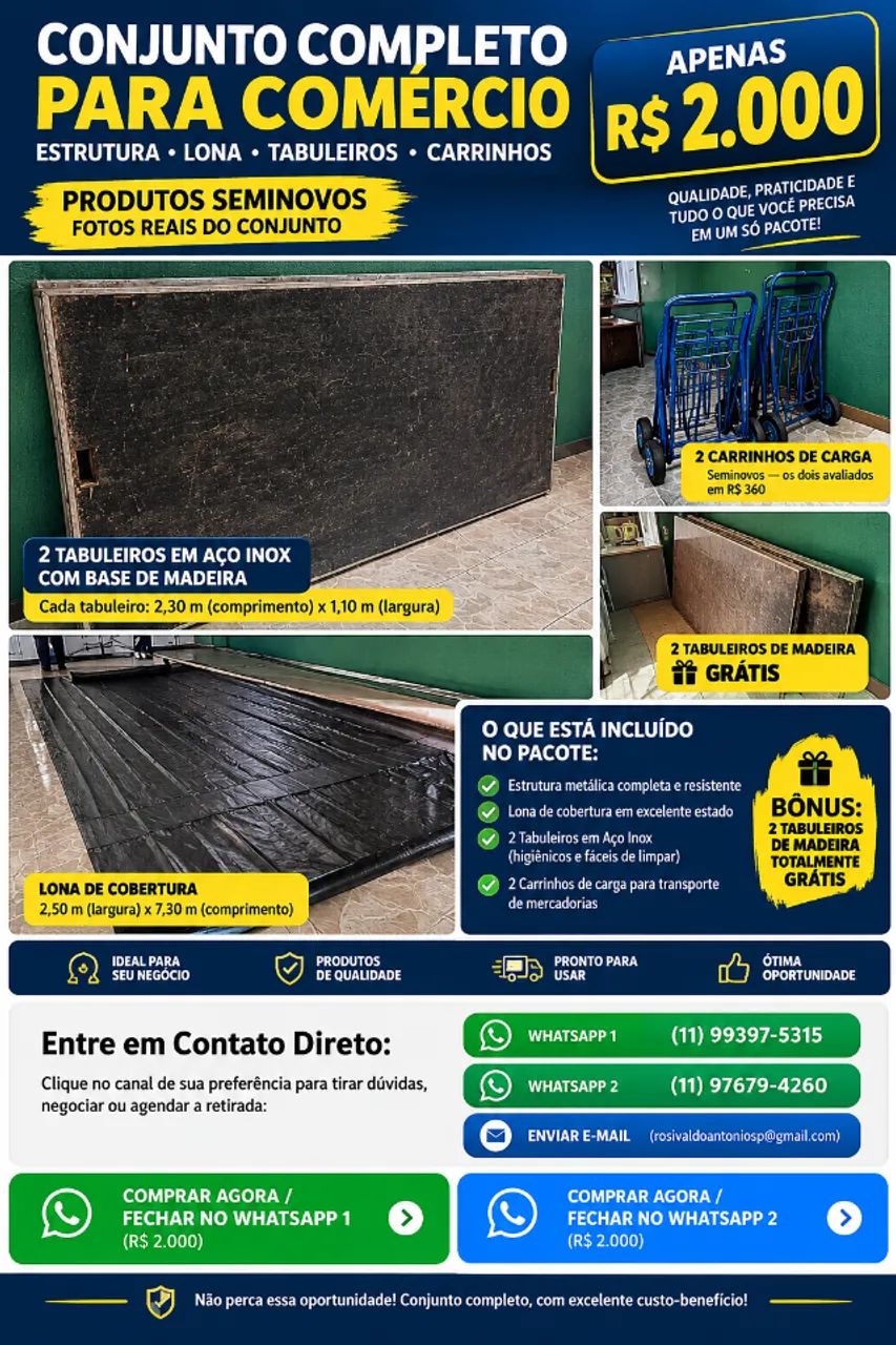 Conjunto de produtos para feirantes