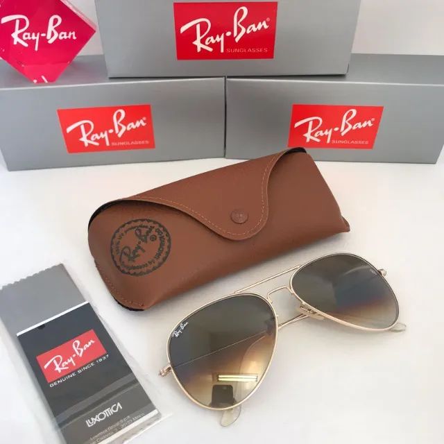 Óculos de Sol ray-ban aviador marrom lentes de cristal - Foto 2