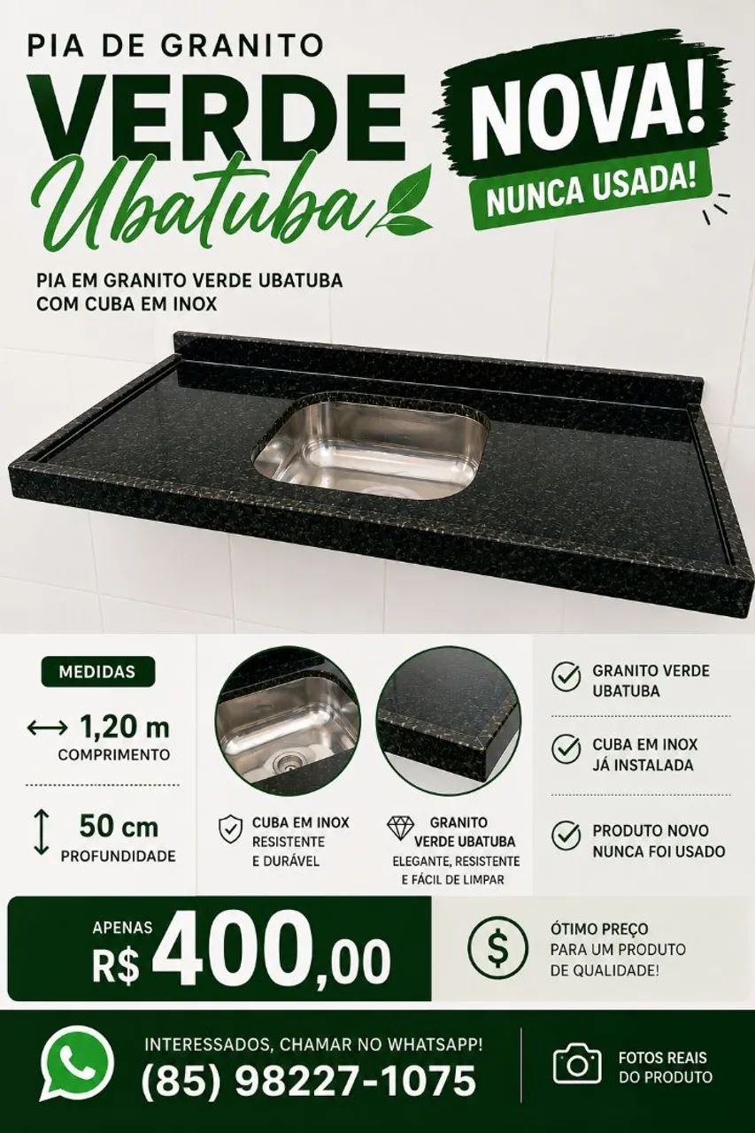 Pia de Granito- verde Ubatuba Nova  - Foto 3