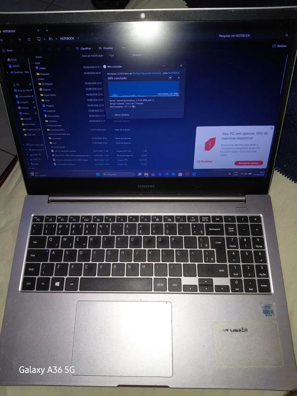 Notebook SAMSUNG Ebook30 com SSD 500GB