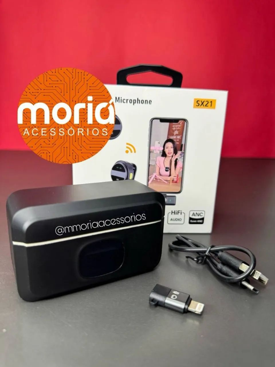 Microfone Lapela Duplo Sem Fio 2 em 1 tipo C e iPhone  - Foto 2