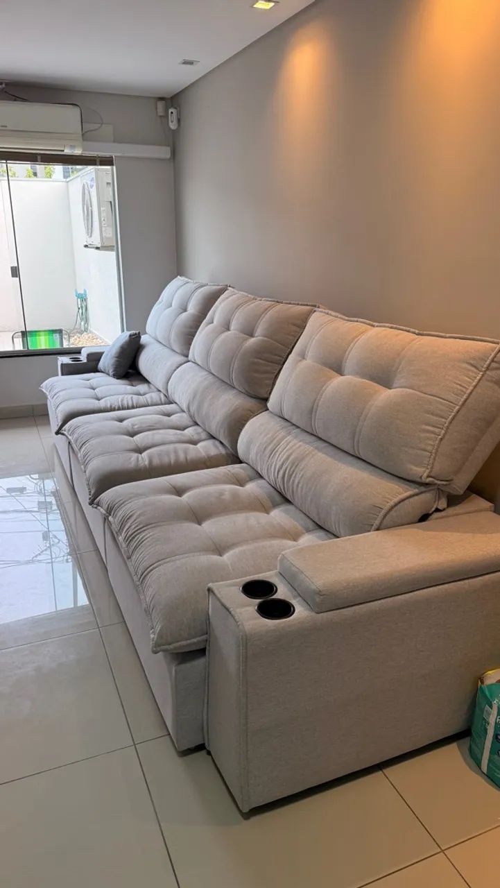 Sofá 3 lugares linho 3,5 metros - Foto 2
