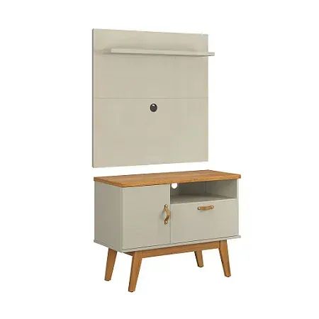RACK SIRIUS 0.9 90X73,7CM ALTURA TV ATÉ 32 OFF WHITE/CINAMOMO PATRIMAR MOVEIS - Foto 3