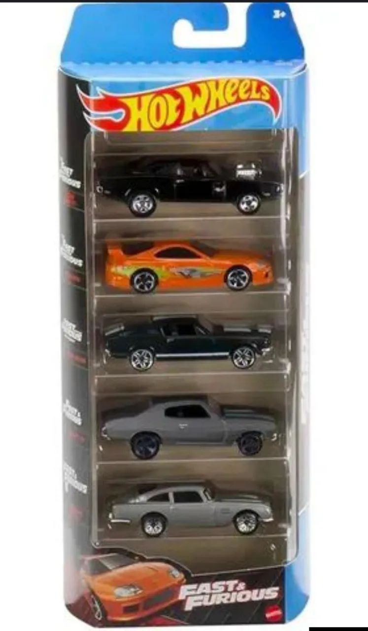Pack  com 5 miniatura s Hot Wheels Velozes e Furiosos 2023, Escala 1/64 -