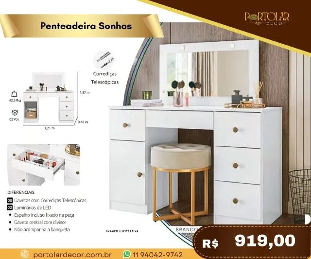 Penteadeira dos sonhos, a pronta entrega 