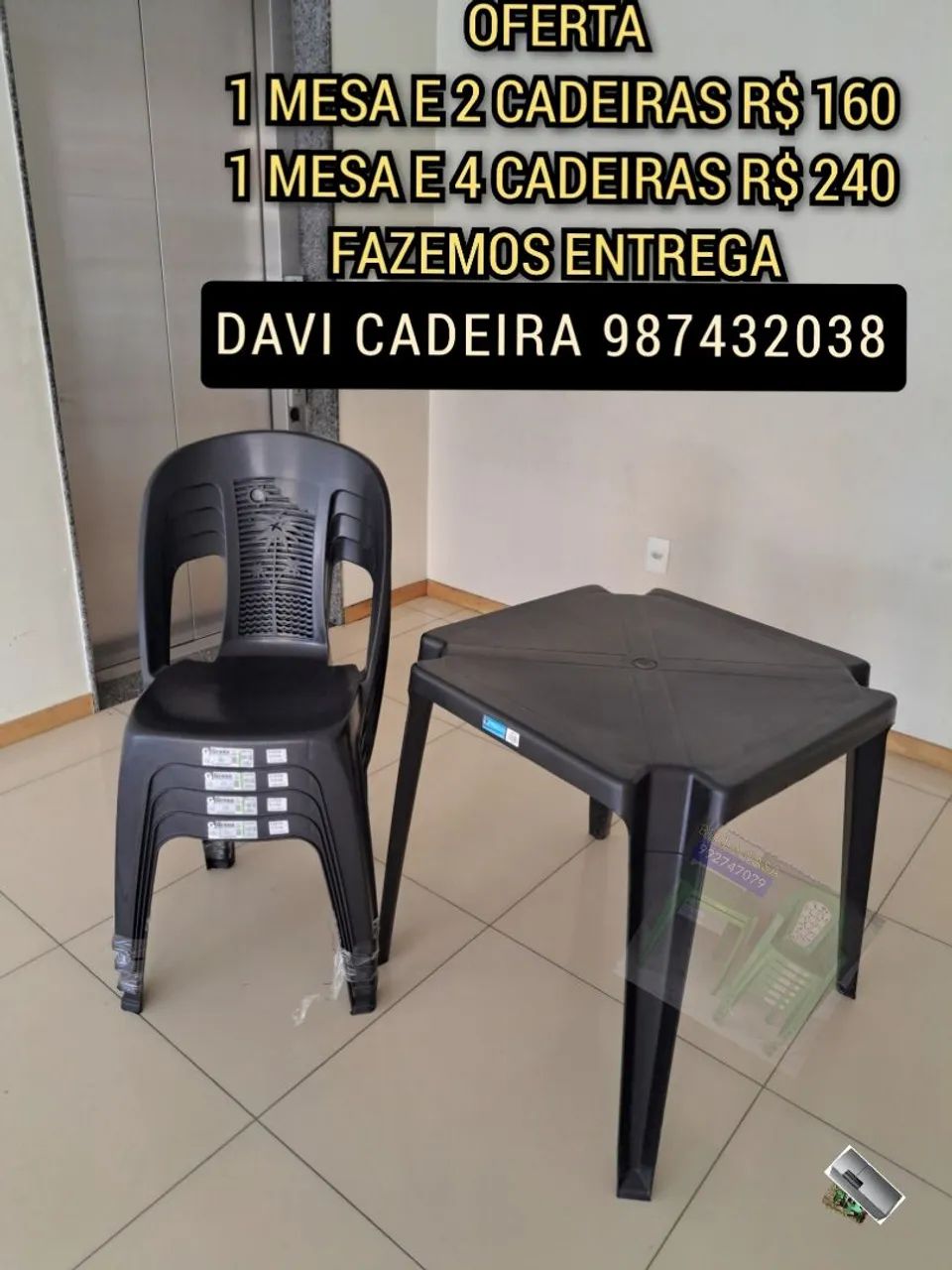 MESA MAIS CADEIRA DE PLASTICO MD SN PRA LEVAR HJ HOJE