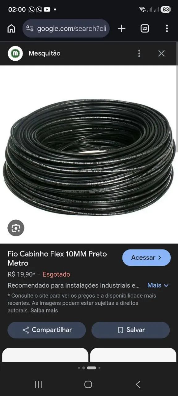 70m de fio 10mm 600.00reais