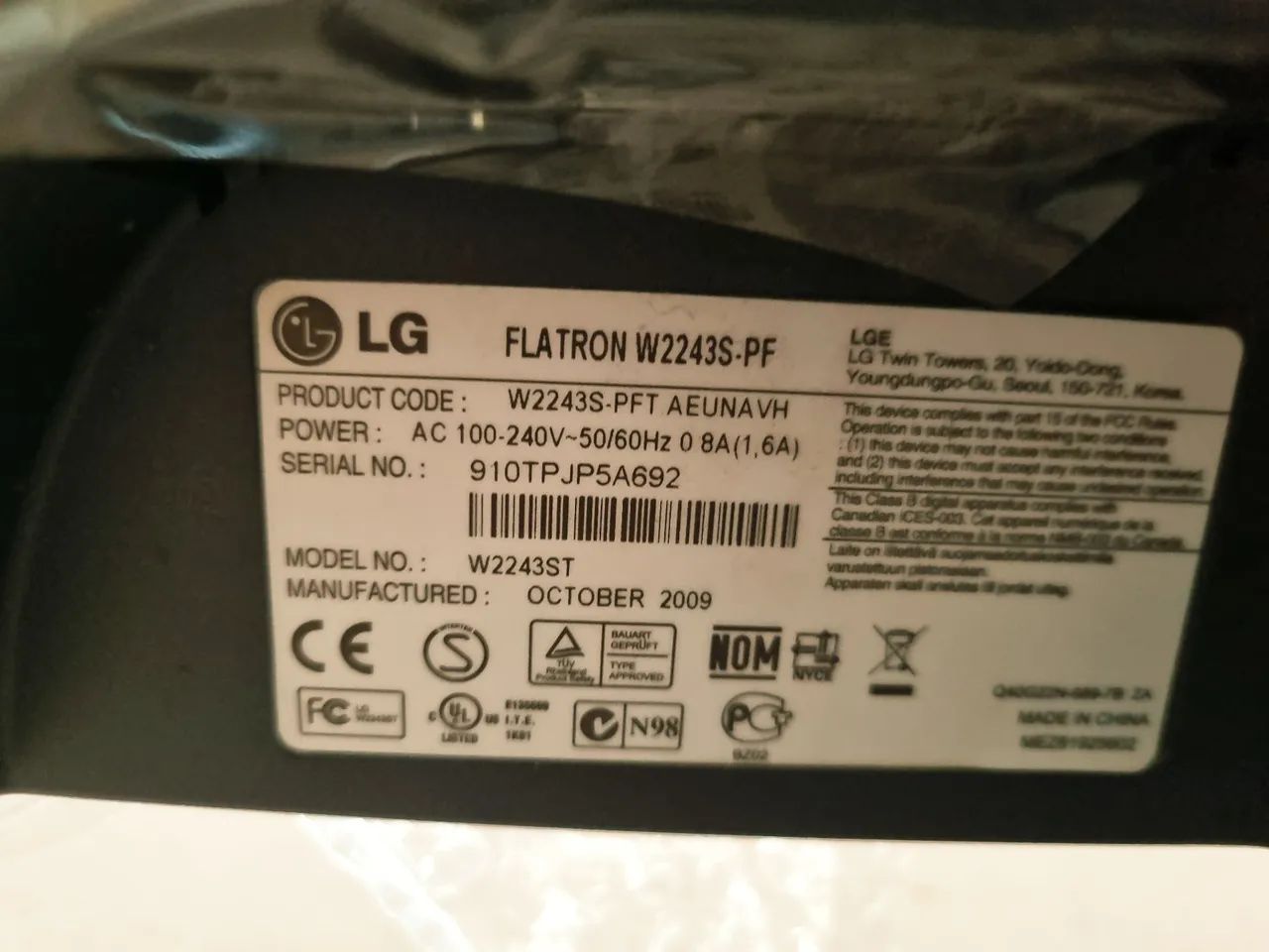 Monitor LG Flatron 22" Full HD - W2243S-PF - Foto 2
