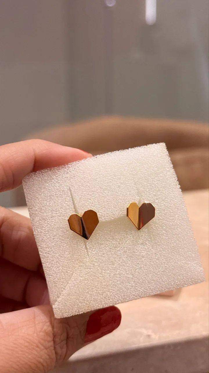 Brinco Rommanel Coração Banhado a Ouro 18K - Original - Foto 4