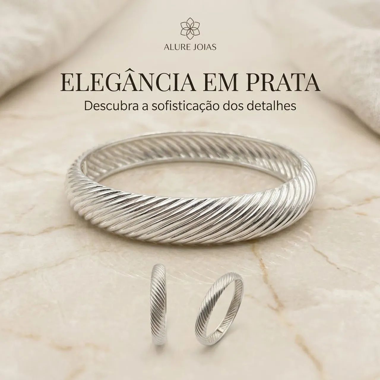 Bracelete Torcido em Prata - Foto 2