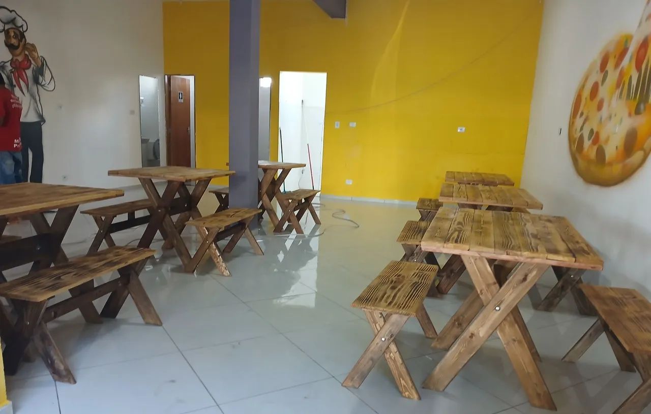 Mesas e bancos rústicos para seu restaurante, lanchonete pizzaria,  comércio em geral  - Foto 5