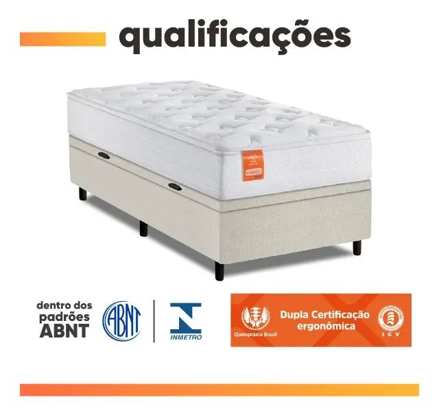 Colchão Solteiro Premium Ortobom + Base Baú Suede Caramelo - Foto 2
