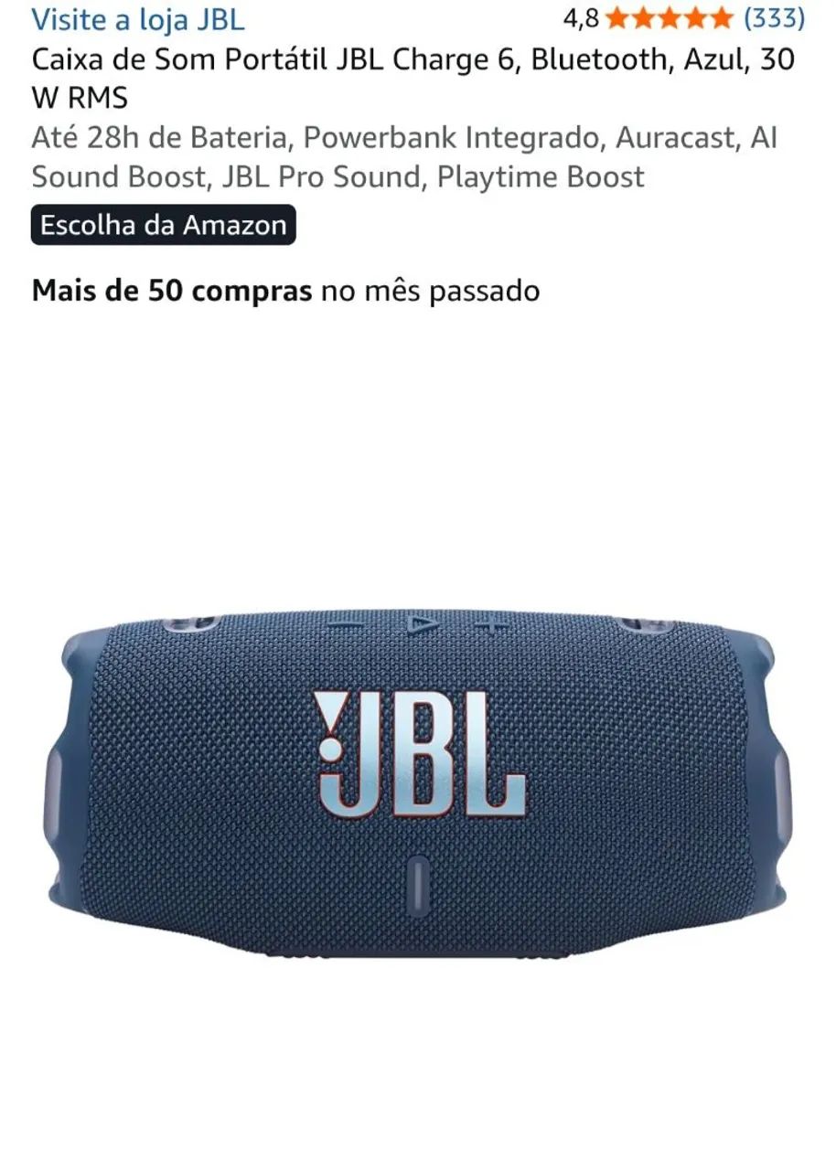 Caixa de som JBL Charge 6
