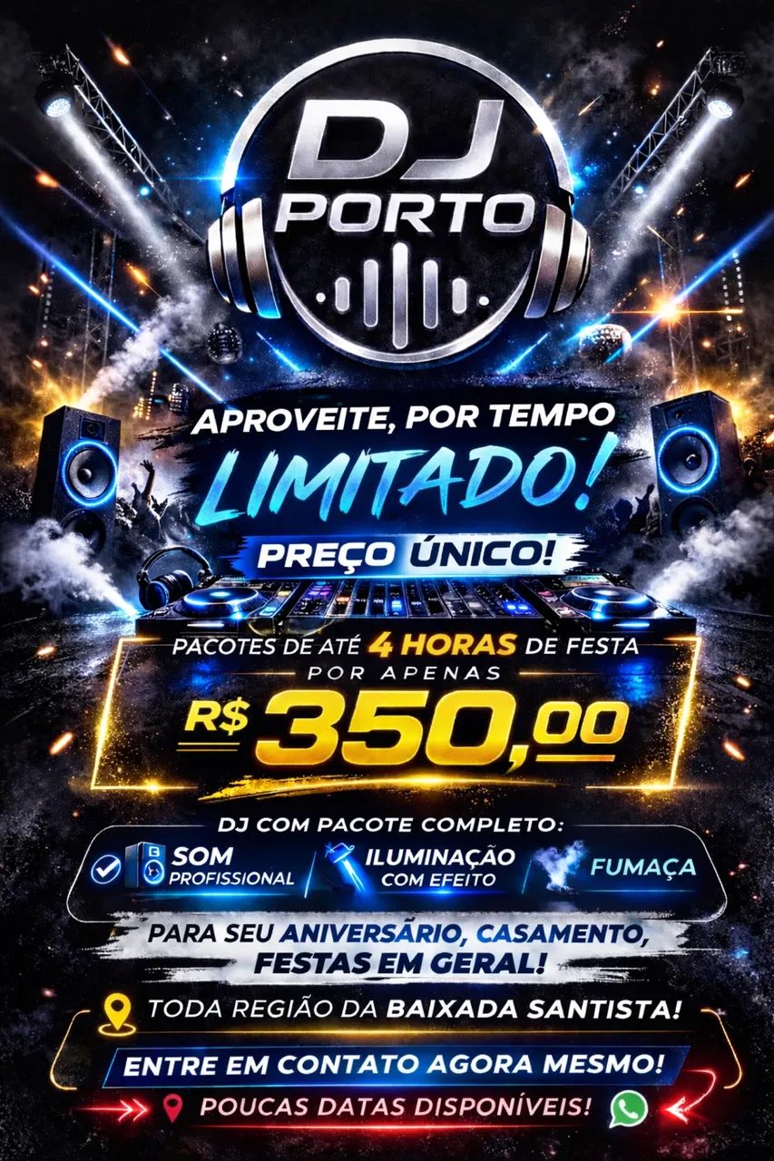 Dj com som iluminação com efeito fumaça 