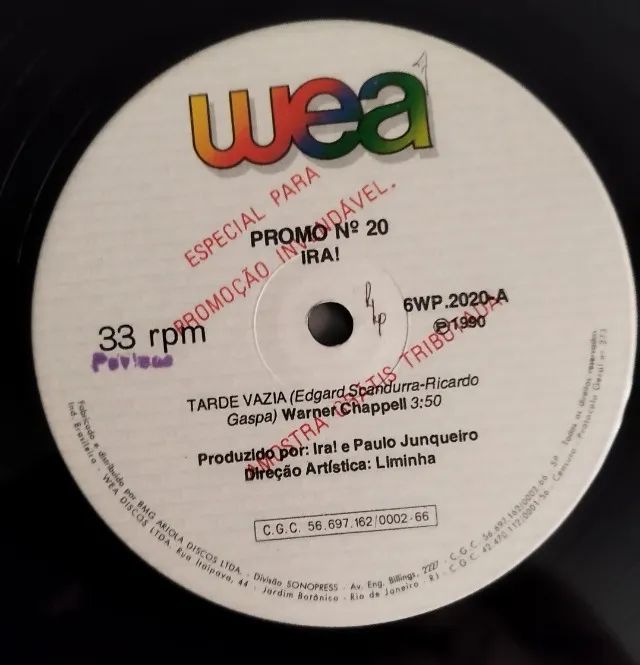 Vinil 12" Single Ira! - Tarde Vazia (Promo 1990) Rock Nacional - Foto 5
