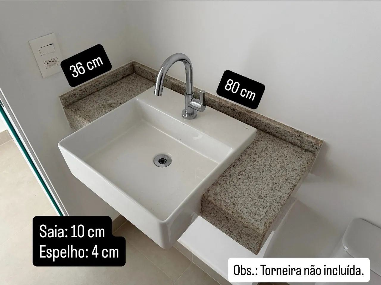 Bancada 80x36cm de Granito Branco Itaúnas com Cuba Deca - Foto 2