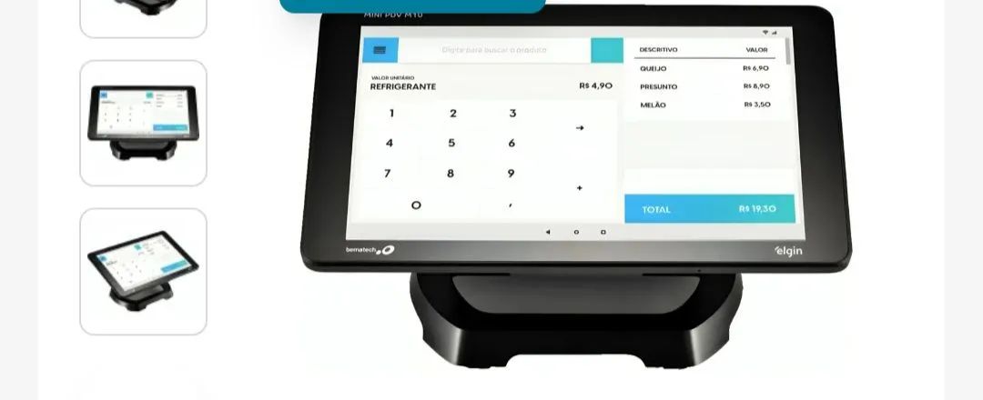 Mini PDV Touch Screen Elgin M10 com Impressora Integrada Tela 10 pol. Android
