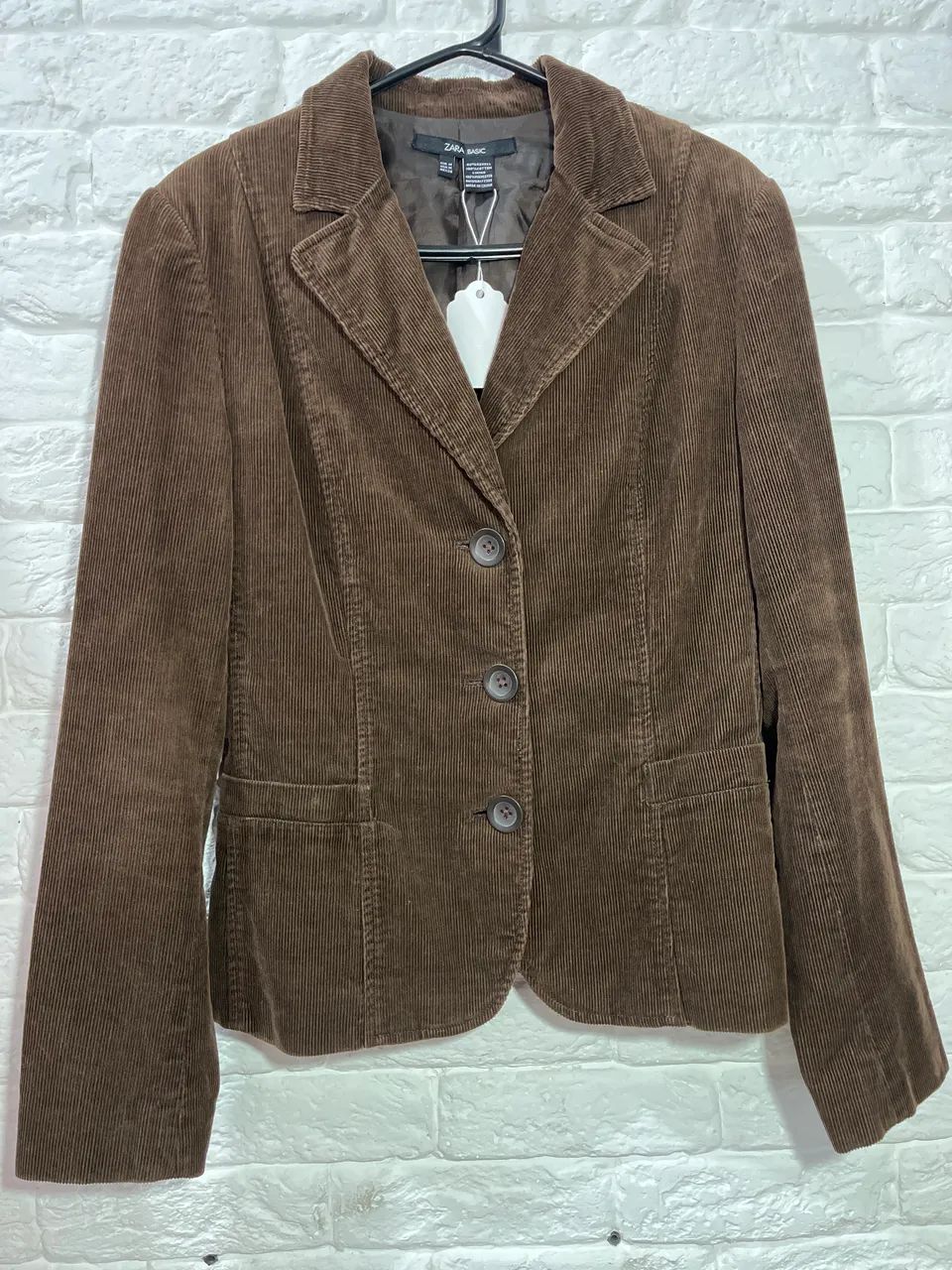 Blaser Zara Basic veludo cotelê marrom