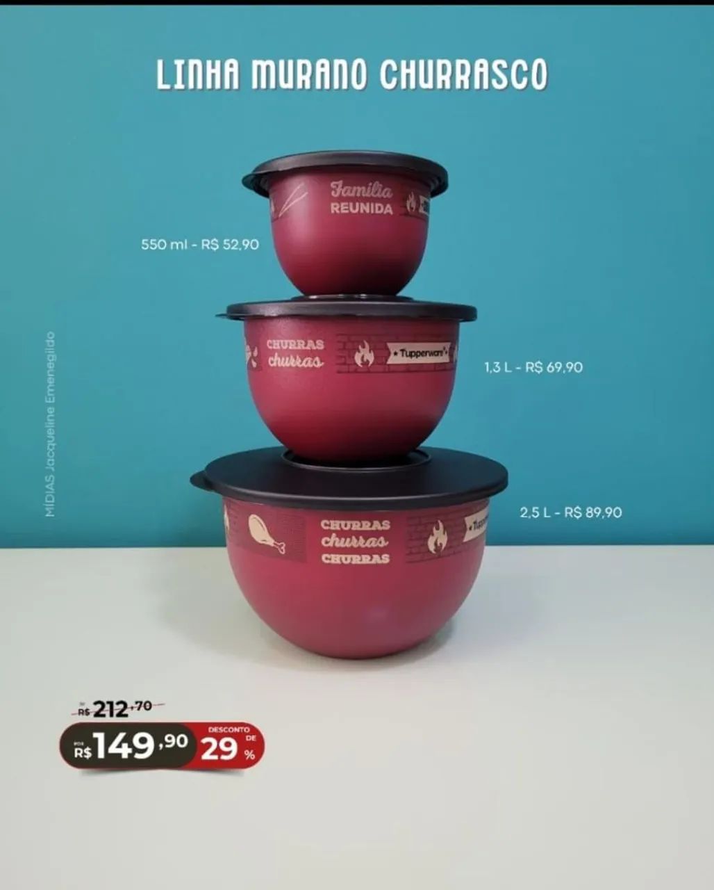 Linha murano Tupperware churrasco 