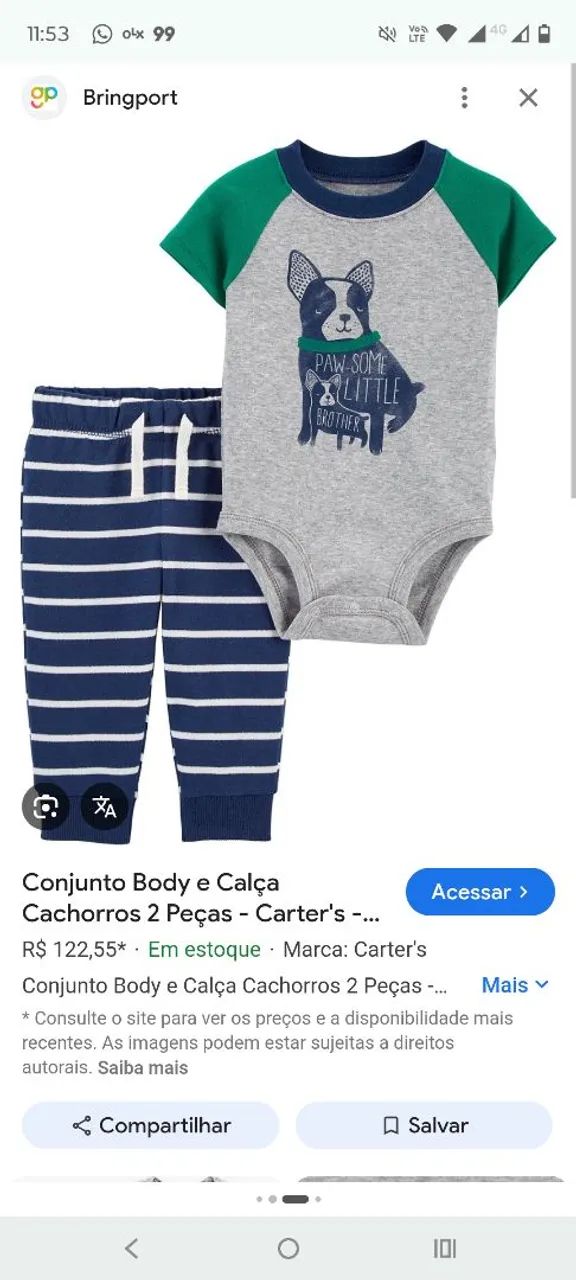 Conjunto Carter's original bebe 6m 