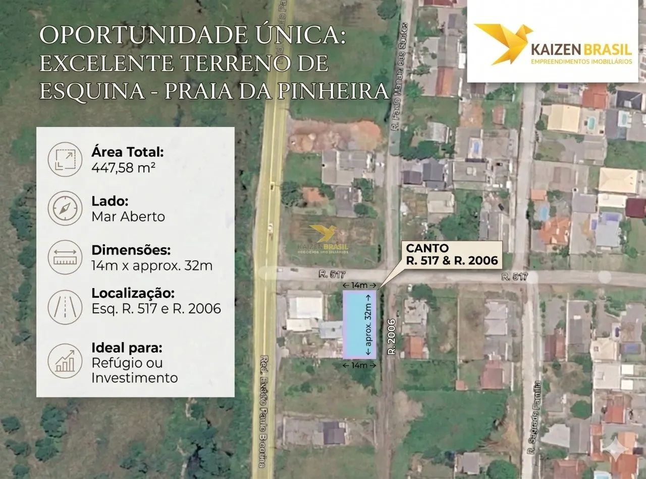 Terreno 447,58 m² na Praia da Pinheira