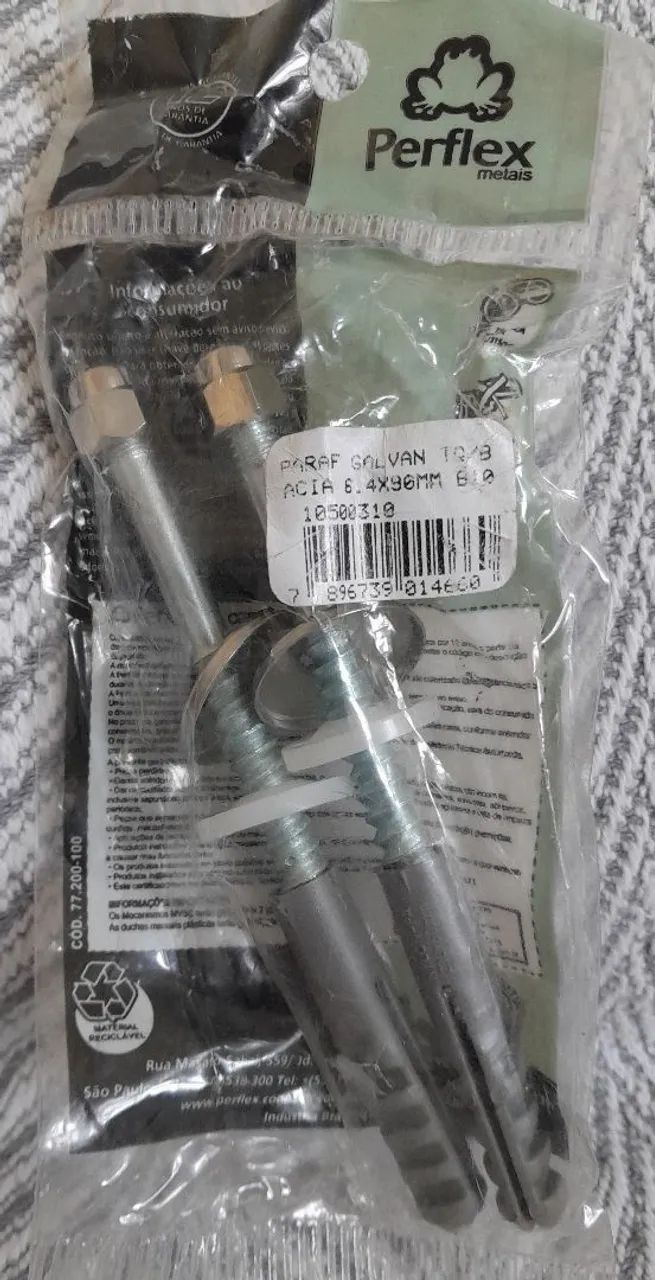 Parafuso galvanizado Tanque/Bacia 6.4 X 90 MM B10 (par) - Perflex 