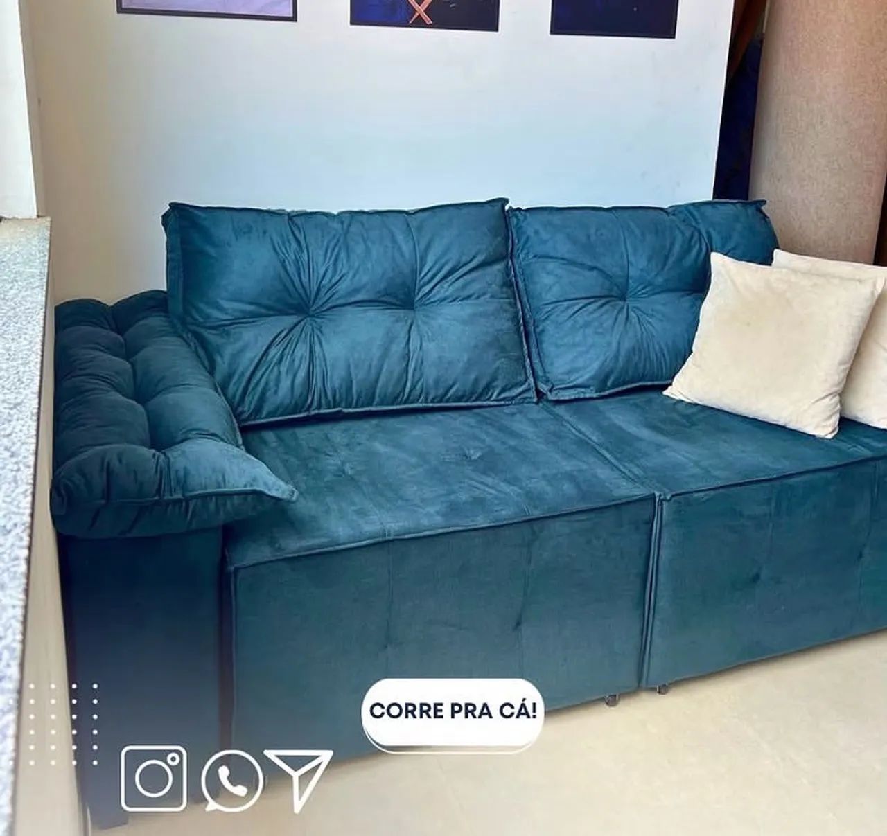 Oferta relâmpago sofá retrátil com almofadas nos braços  - Foto 2