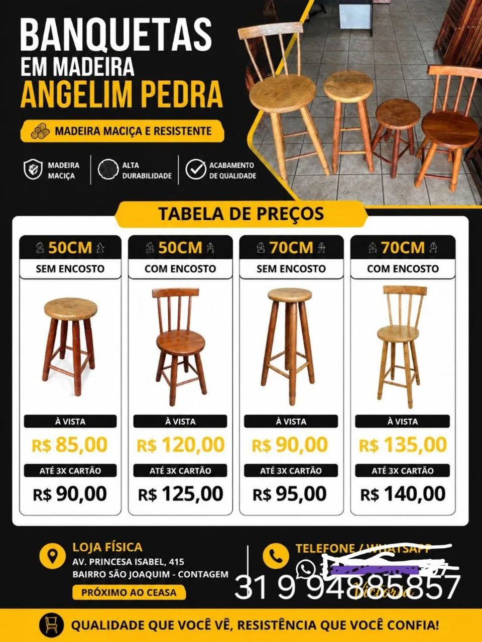 Bancos de madeira Angelin pedra 