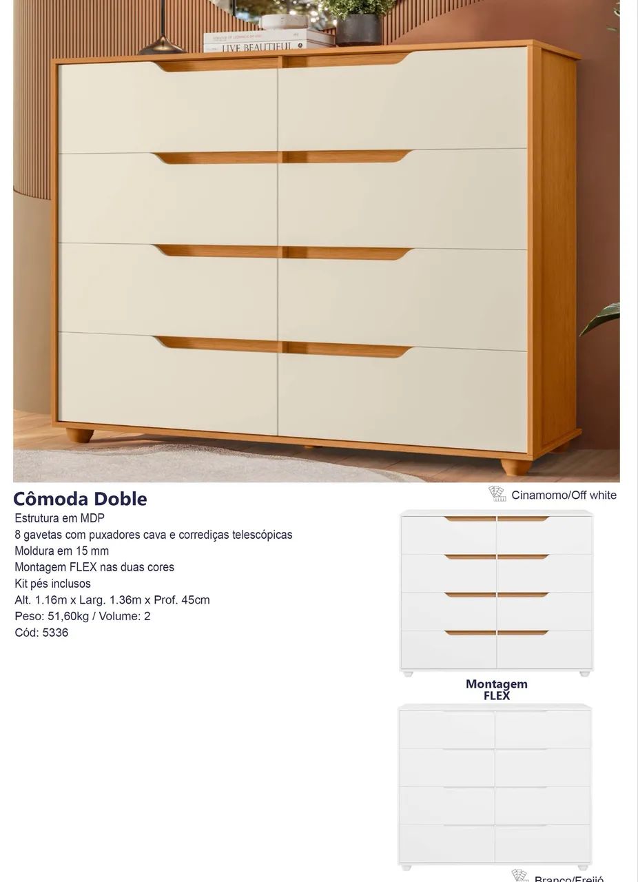 Cômoda Doble 8 gavetas - Promoção 
