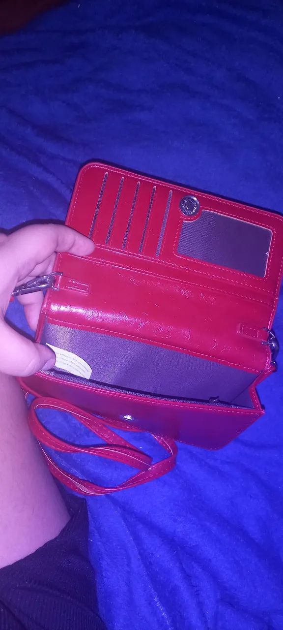Carteira de mão feminina Vermelho verniz - Foto 2