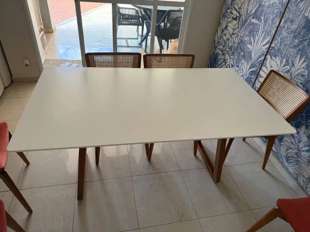 Mesa de jantar retangular 6 lugares + cadeiras - Foto 3